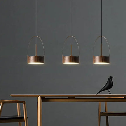 Suspension LED style nordique effet bois grain naturel — LZ4X9T
