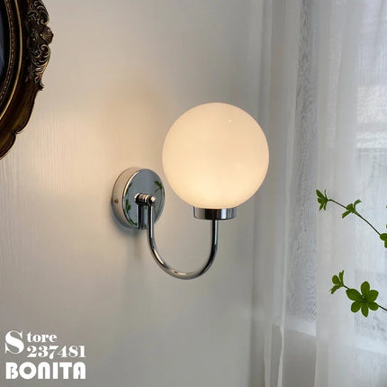 Applique murale moderne en verre chromé et laiteux — LZ4XJ9