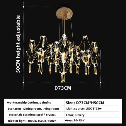 Lustre cube LED en cristal et acier inoxydable post-moderne — LZ4X9T