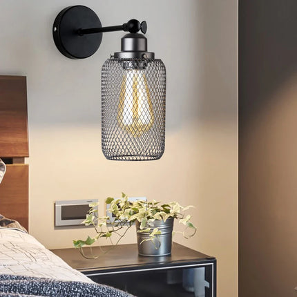 Applique murale industrielle en fer forgé avec LED E27 pour salon et chambre — LZ4X9T2