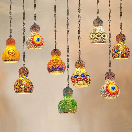 Lustre suspension en mosaïque turque colorée style art déco romantique — LZ4X9P2