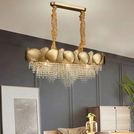 Lustre moderne en cristal avec pampilles et éclairage LED — LZ4X9T