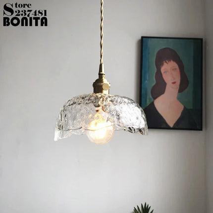 Suspension vintage en cuivre et verre pour restaurant — LZ4F9Q2