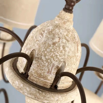 Lustre vintage américain en bois orné d’oiseaux en tissu — LZ4X9M