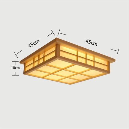 Plafonnier carré LED en bois style japonais pour restaurant — LZ4X9P2
