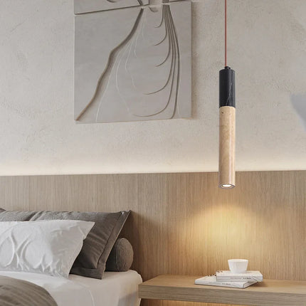Suspension vintage en pierre naturelle avec abat-jour cloche LED — LZ4X9P