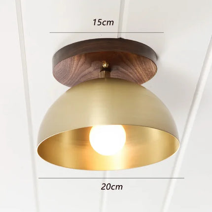 Plafonnier nordique en laiton et bois massif design moderne — LZ4X9T2