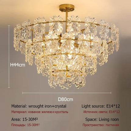 Lustre suspension moderne en cristal orné de fleurs — LZ4X9T