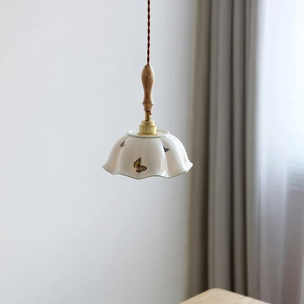 Suspension design papillon en céramique et bois — LZ4X9B