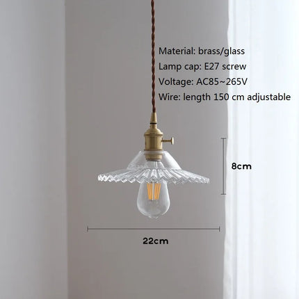 Suspension vintage en verre et laiton style nordique — LZ4X9P2