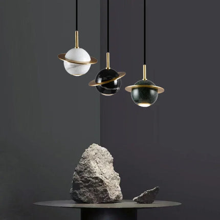Lustre circulaire en marbre naturel style nordique pour bars et restaurants — LZ4X7Q9J