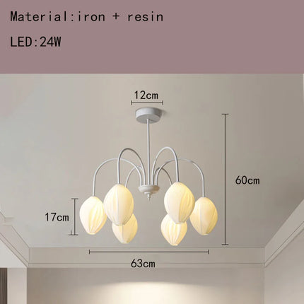 Lustre en résine avec abat-jour métallique au style romantique — LZ4F7Q2