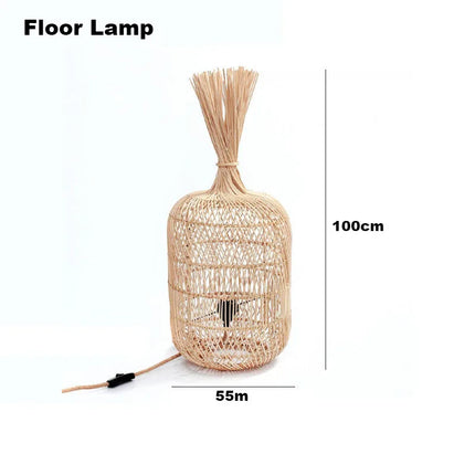 Lampadaire vintage en rotin au design simple et nostalgique — LZ4X9P2