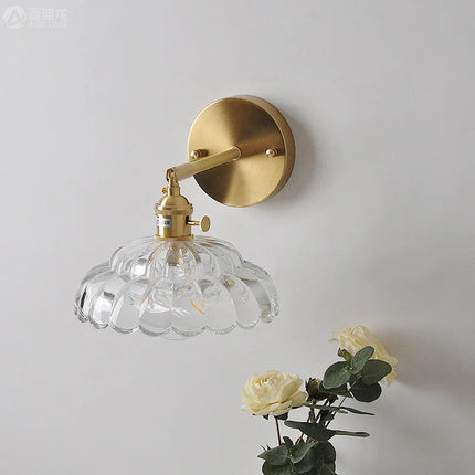 Applique murale en verre et cuivre à motif floral décoratif — LZ4X9T1
