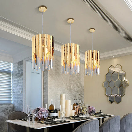 Lustre en cristal chromé doré avec éclairage vintage intérieur — LZ4X9P2