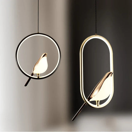 Lustre suspendu nordique en acrylique avec oiseaux LED — LZ4X9J