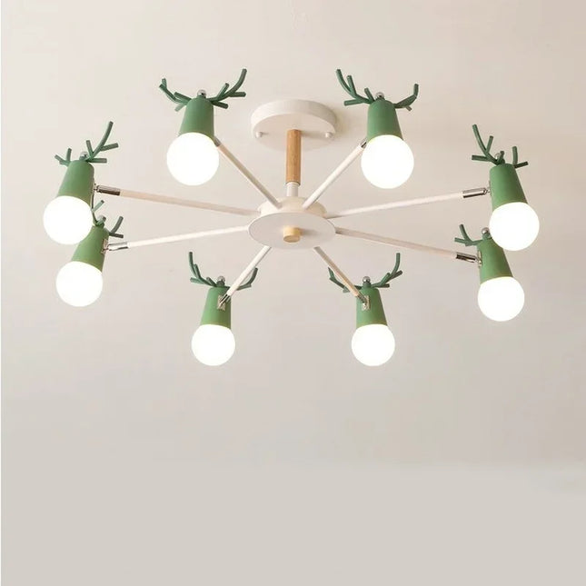 Lustre LED en fer et bois forme cerf pour intérieur — LZ4X9P