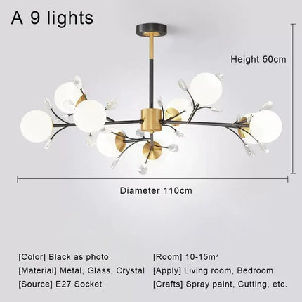 Lustre LED en cristal style nordique pour décoration intérieure — LZ4X9T