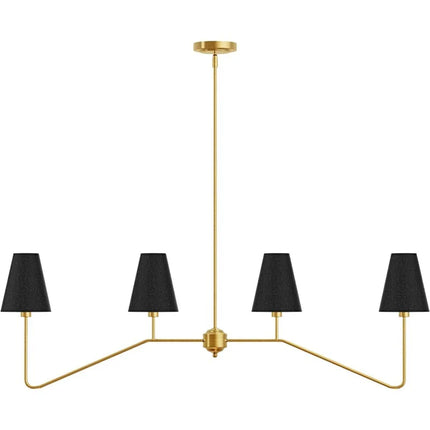 Lustre classique or poli avec abat-jour en lin blanc pour chambre — LZ4X9T2