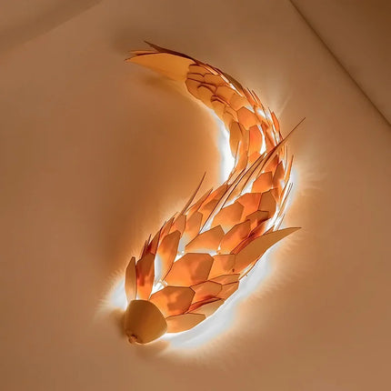 Applique murale LED 12W poisson en bois style chinois pour salon et escalier — LZ4X9T2