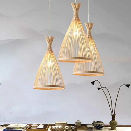 Suspension vintage en bambou avec base en bois pour restaurant et hôtel — LZ4X9T2