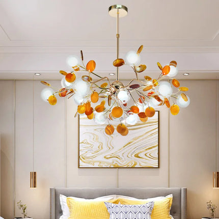Lustre LED suspension nordique bulle lumière agate naturelle romantique — LZ4X9T2