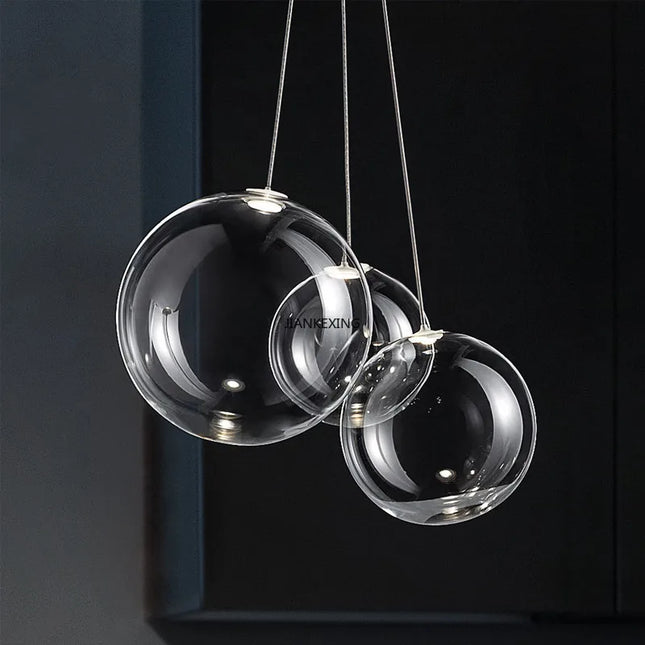 Lustre suspension nordique minimaliste en verre avec LED intégrée — LZ4X9Q2