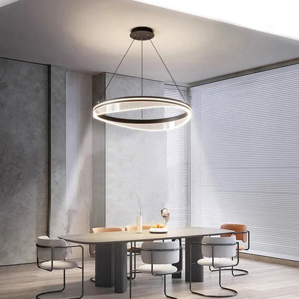 Lustre rond noir LED pour éclairage intérieur salon — LZ4X9T2
