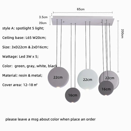 Suspension LED ronde en résine style nordique pour salle à manger — LZ4X9P
