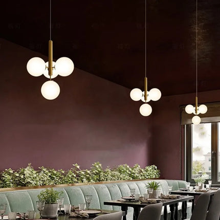 Lustre suspension en verre laiteux style nordique pour intérieur — LZ4D9X2