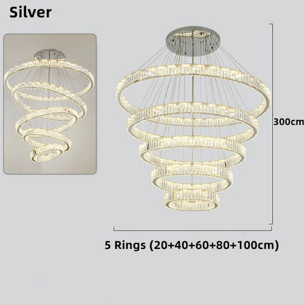 Lustre moderne en cristal avec anneaux réglables pour intérieur — LZ4X9P2