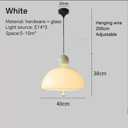 Lustre suspension rétro médiéval en verre crème pour intérieur élégant — LZ4XJ9