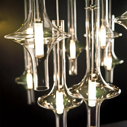 Lustre suspension en verre et bambou design italien pour commerces — LZ4X9P