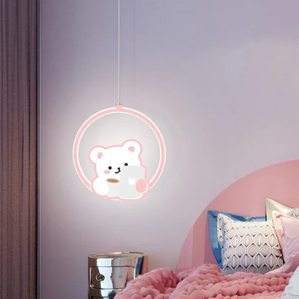 Suspension enfant motif vache et ours rose pour chambre — LZ4F7XQ