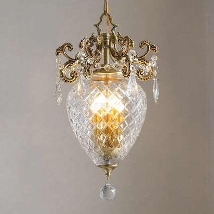 Lustre suspension doré en cristal français motif ananas médiéval — LZ7D9X