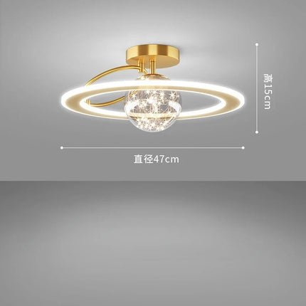 Lustre moderne LED avec boule en verre doré Sandyha — LZ4X9M2