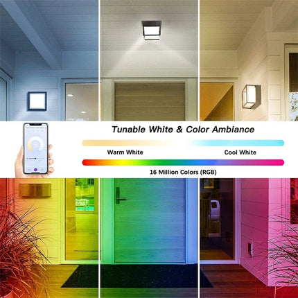 Applique murale extérieure LED cube RGB 10W WiFi Tuya dimmable étanche Alexa Google — LZ4M7Q2
