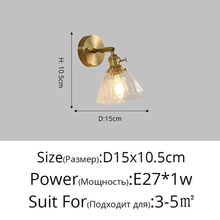 Applique murale nordique en cuivre avec abat-jour en verre LED — LZ4X9T2