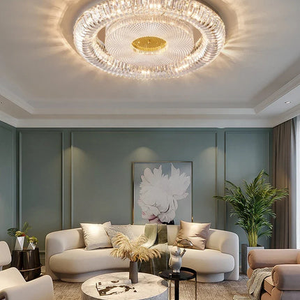 Plafonnier LED moderne à intensité variable en cristal doré et argenté — LZ4X9P