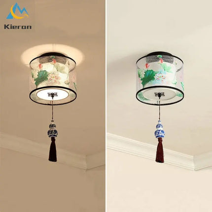 Plafonnier LED moderne motif lotus et oiseau pour hôtel et KTV — LZ4X9T