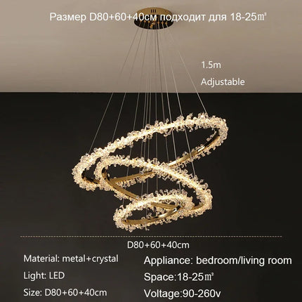 lustre nordique de luxe en cristal pour décoration moderne