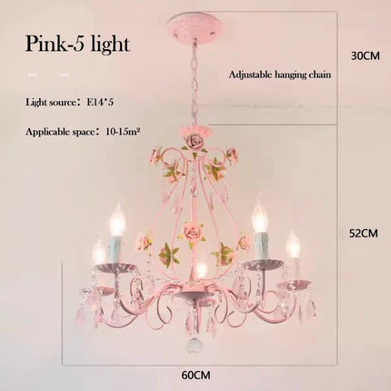 lustre en cristal bouquet floral style pastoral pour chambre d'enfant