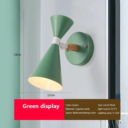 Applique murale de chevet LED nordique en bois