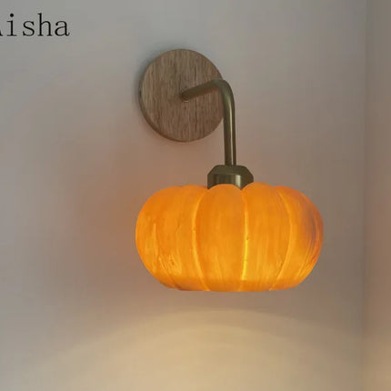Applique murale japonaise citrouille en résine avec éclairage LED créatif — LZ4X9P