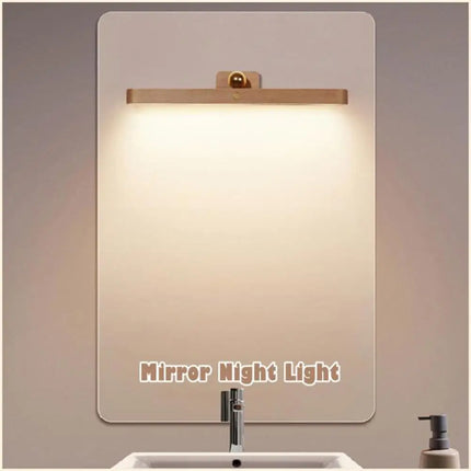 Applique murale LED magnétique en bois avec miroir et lumière de remplissage rechargeable — LZ4X9P