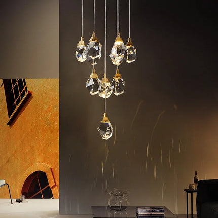 Lustre en cristal diamanté de luxe pour grand salon et escalier — LZ4X9P