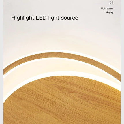 Lustre circulaire en bois avec éclairage intelligent — LZ4X9P2
