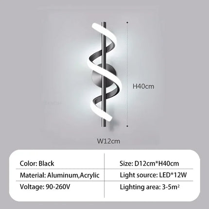 Applique murale LED décorative à spirale incurvée — LZ4X9T1