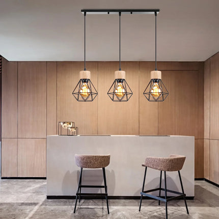 Suspension vintage en bois avec éclairage LED intégré — LZ4X9T
