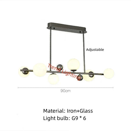 Suspension réglable en métal et verre blanc au design moderne — LZ4X9T